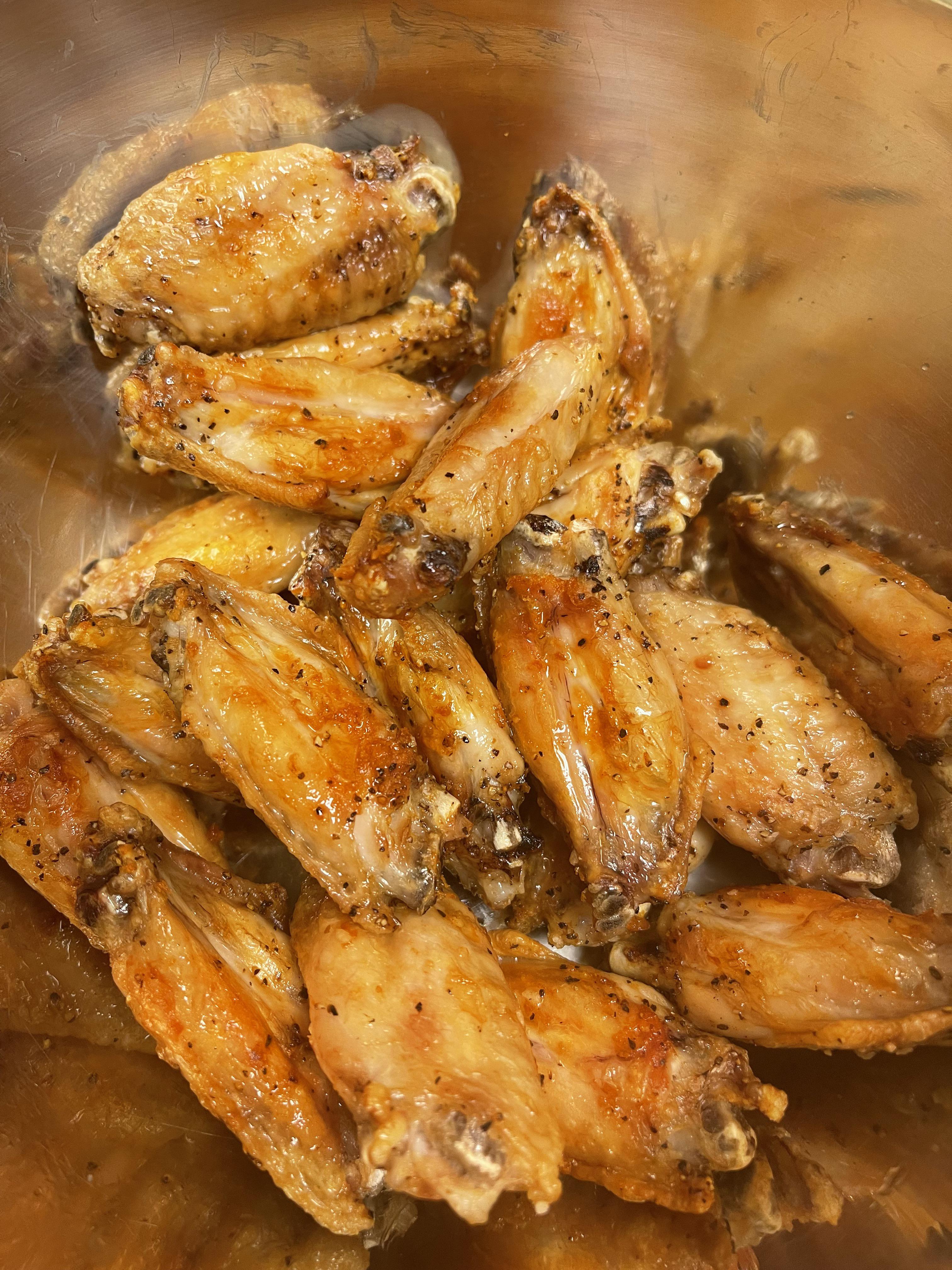 [homemade] air frier flappers, with Melinda’s garlic parmesan sauce ...