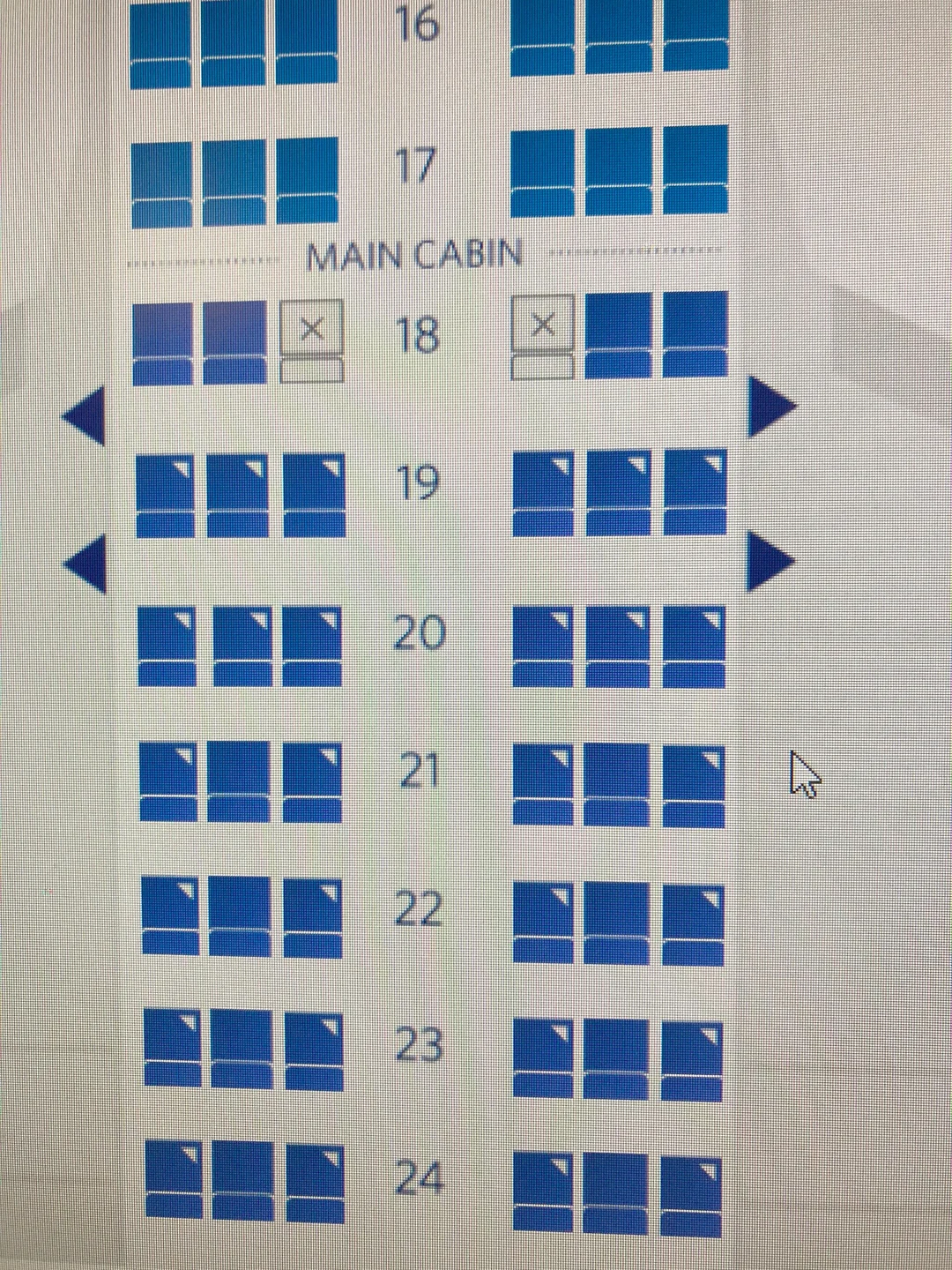 Delta Airbus A321, It looks like rows 20 or 19 are the exit rows to ...