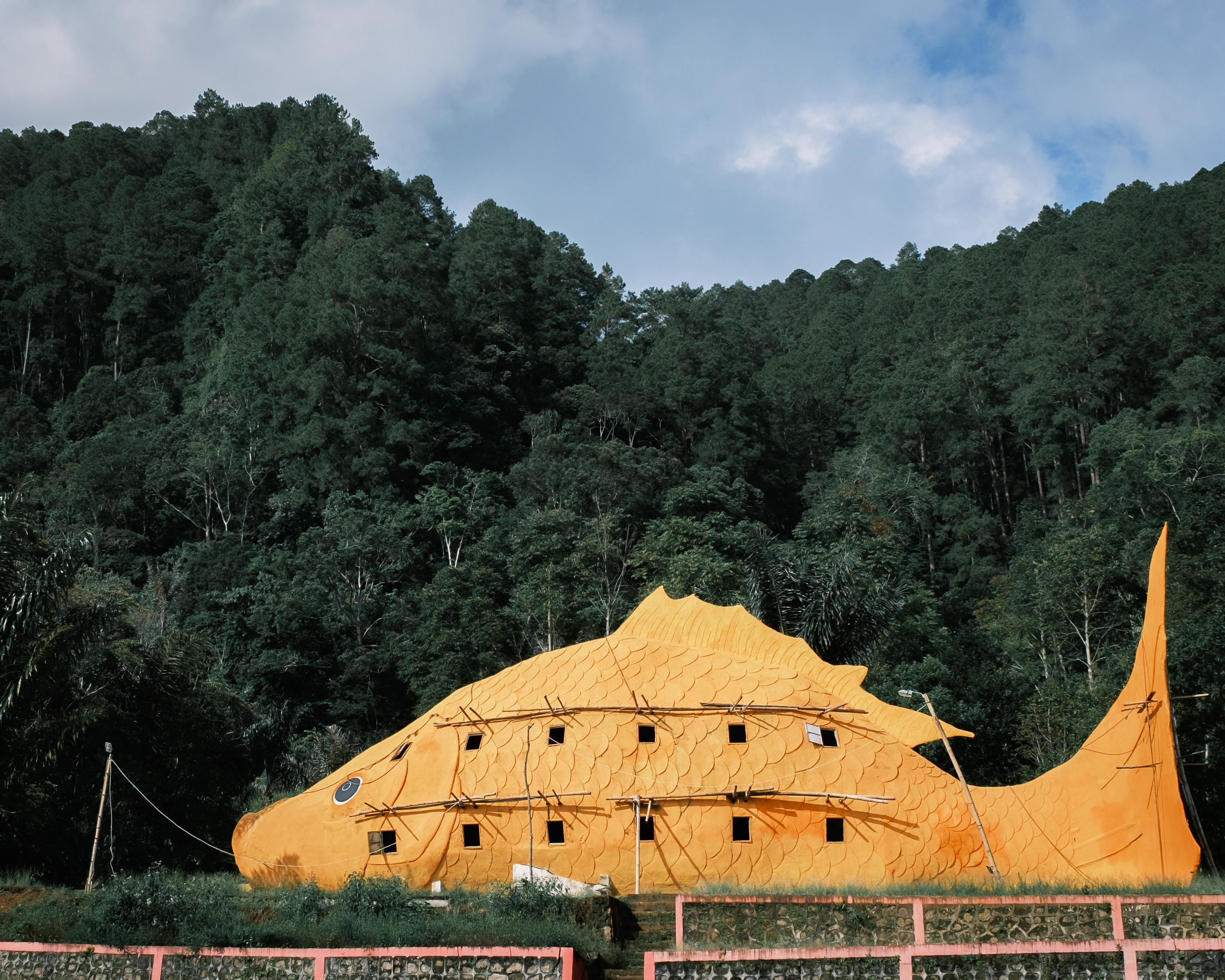 Unfinished fish building by the forest. Lake Toba, Indonesia [OC ...