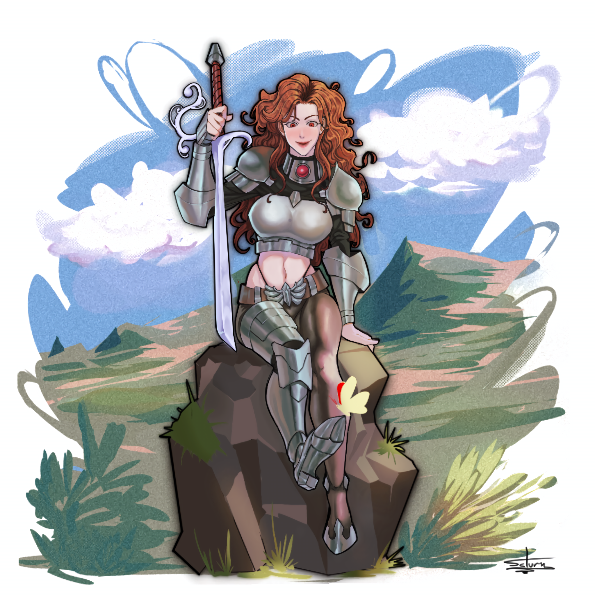 RPG character concept art of fantasy warriors including Azura Hellforge and Lord Satrammburg in digital anime style