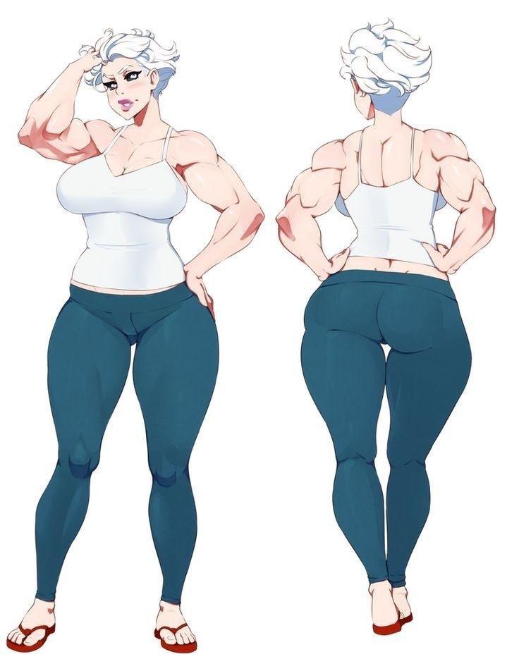 Futanari digital art of busty and muscular women with big tits and huge cocks in bikinis and casual wear.