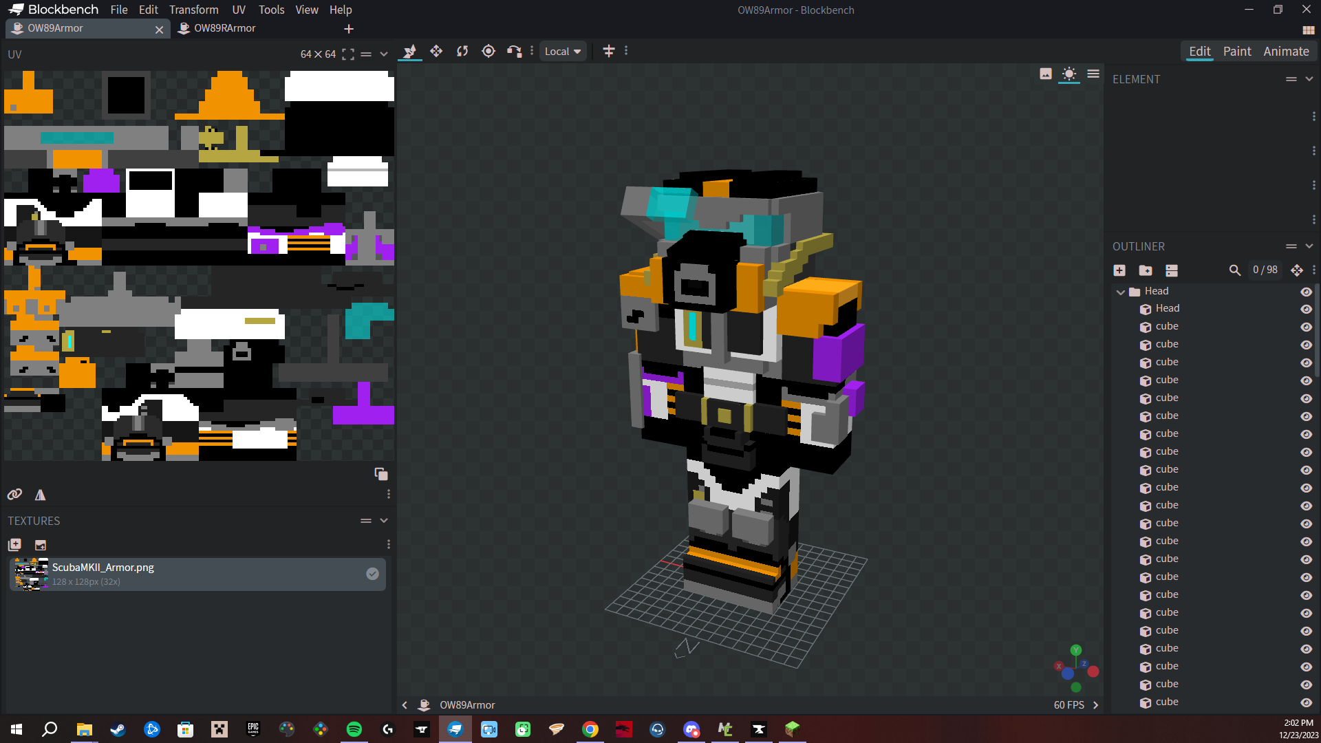 Was working on a 3d armor mod for minecraft 1.20.1 java and got this ...