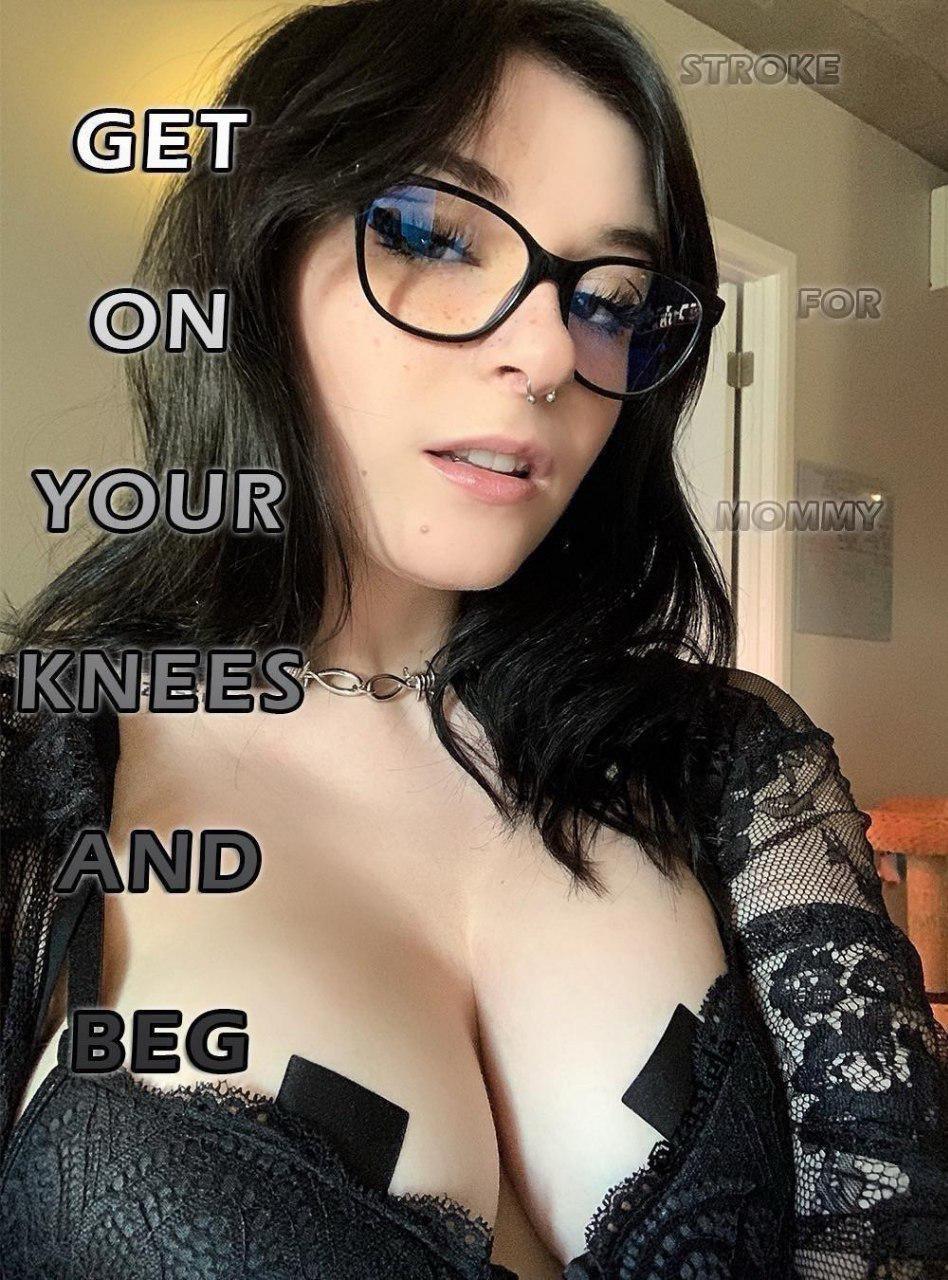 Gooning and porn addiction captions featuring white and latina women in lingerie, bikinis, and robes.