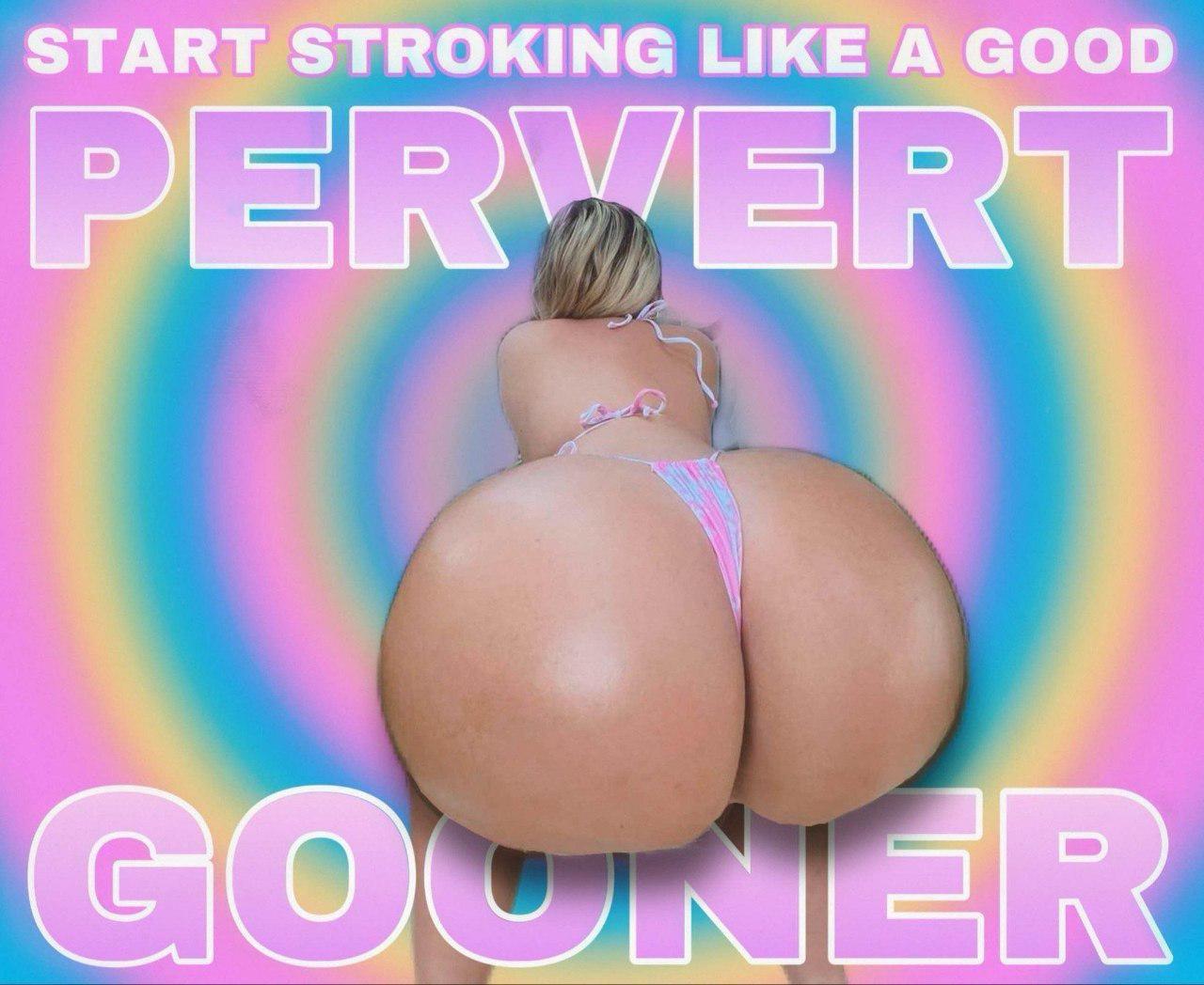 Gooning and porn addiction captions featuring white and latina women in lingerie, bikinis, and robes.