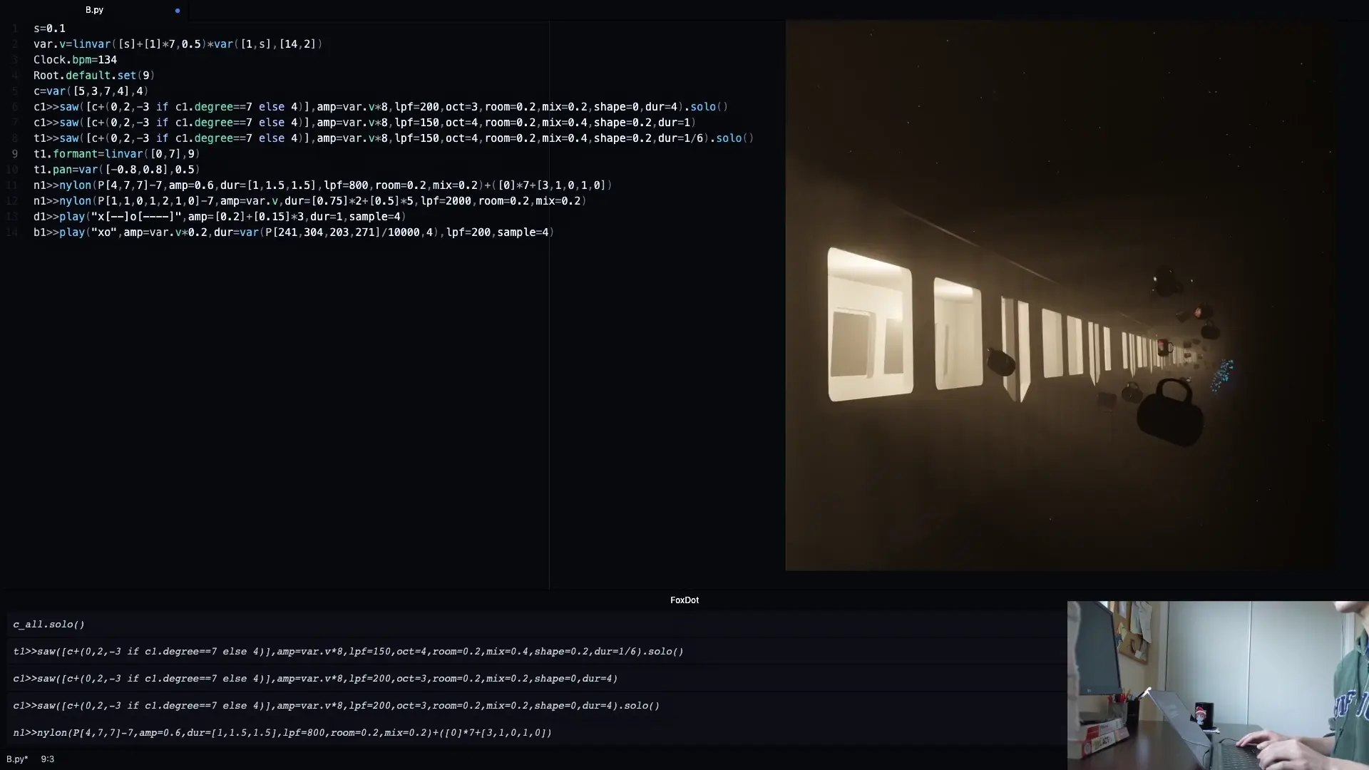 1 Lofi Track from 16 Lines of Code - Foxdot Live Coding (full video linked below)