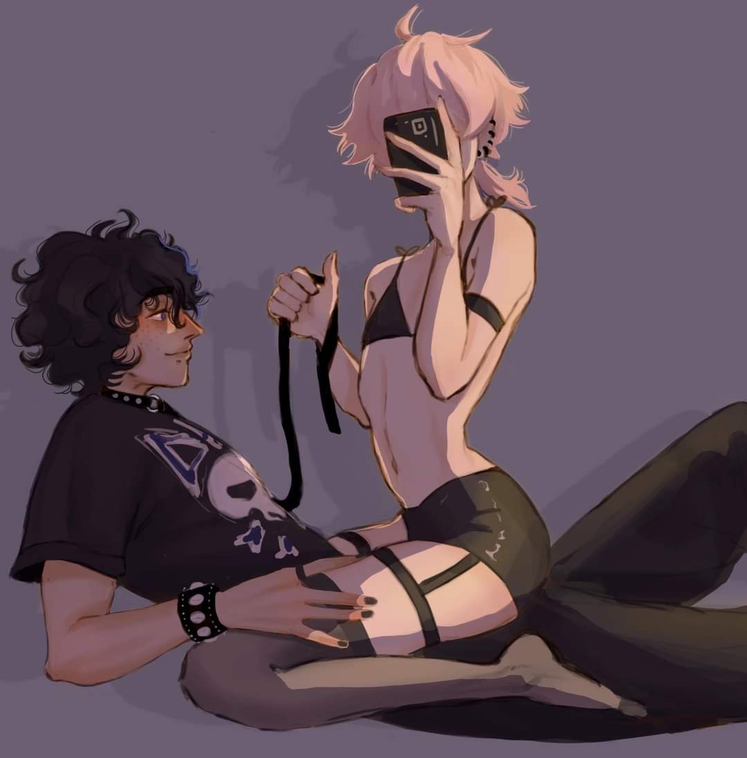 Femdom pegging and pet play roleplay with dominant women and male sluts in anime style.