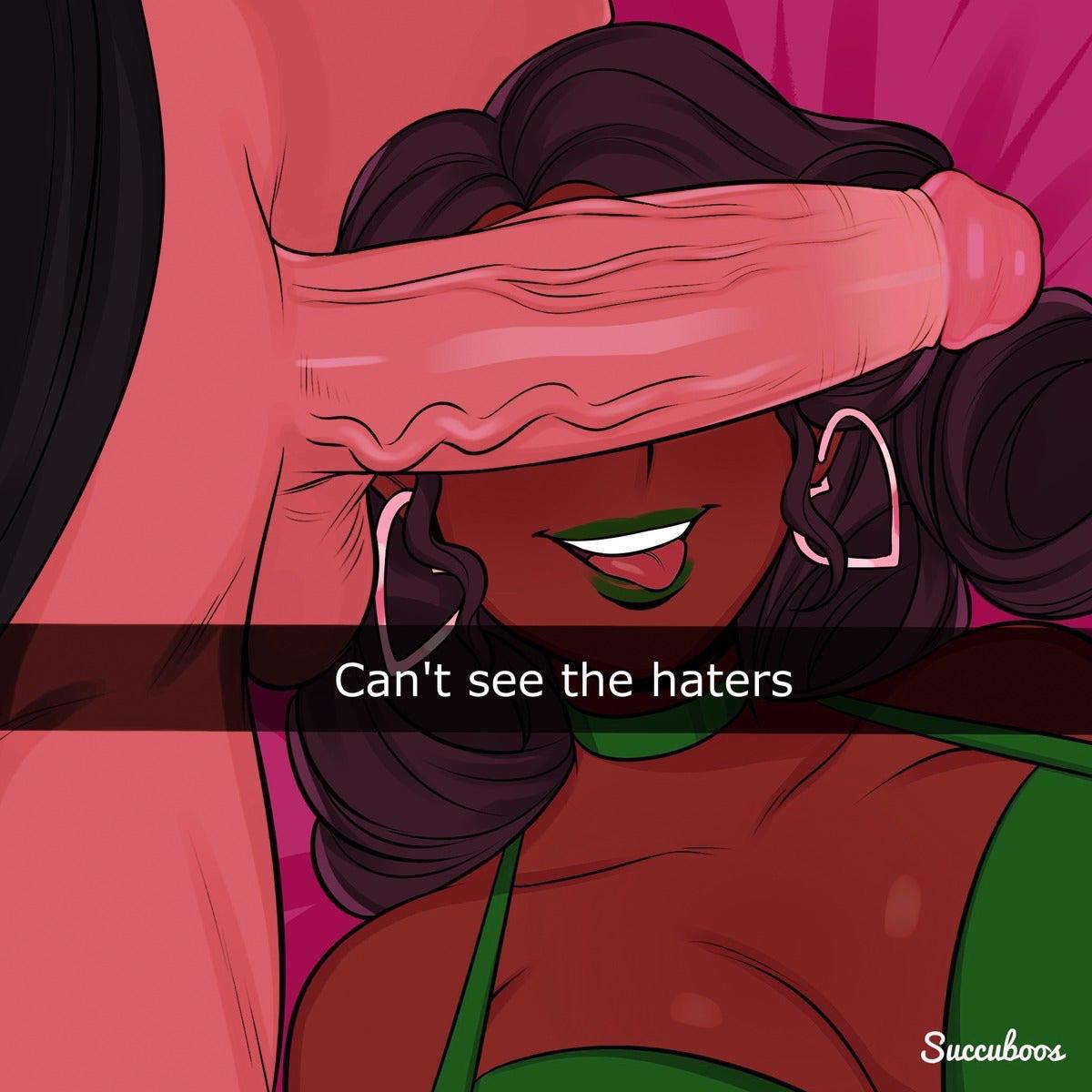 Interracial digital art featuring a busty ebony woman and a slim asian woman in bondage and cock worship scenes.