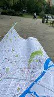 City of Szczecin in Poland offers tourist map with dotted line marking the attractions. The same dotted line is also painted on the streets.