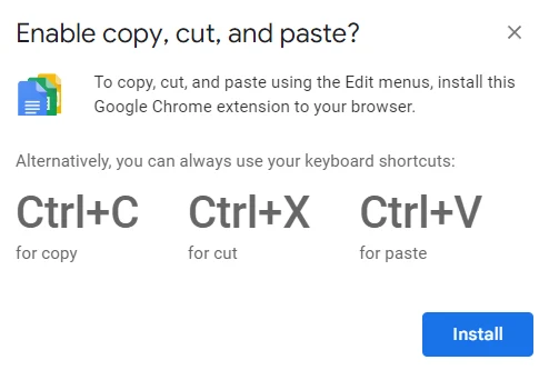 Google requires an extension to copy/cut/paste using the right click ...