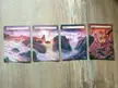 altered old kamigawa lands, Kai Weber, acrylic on magic cards, 2022