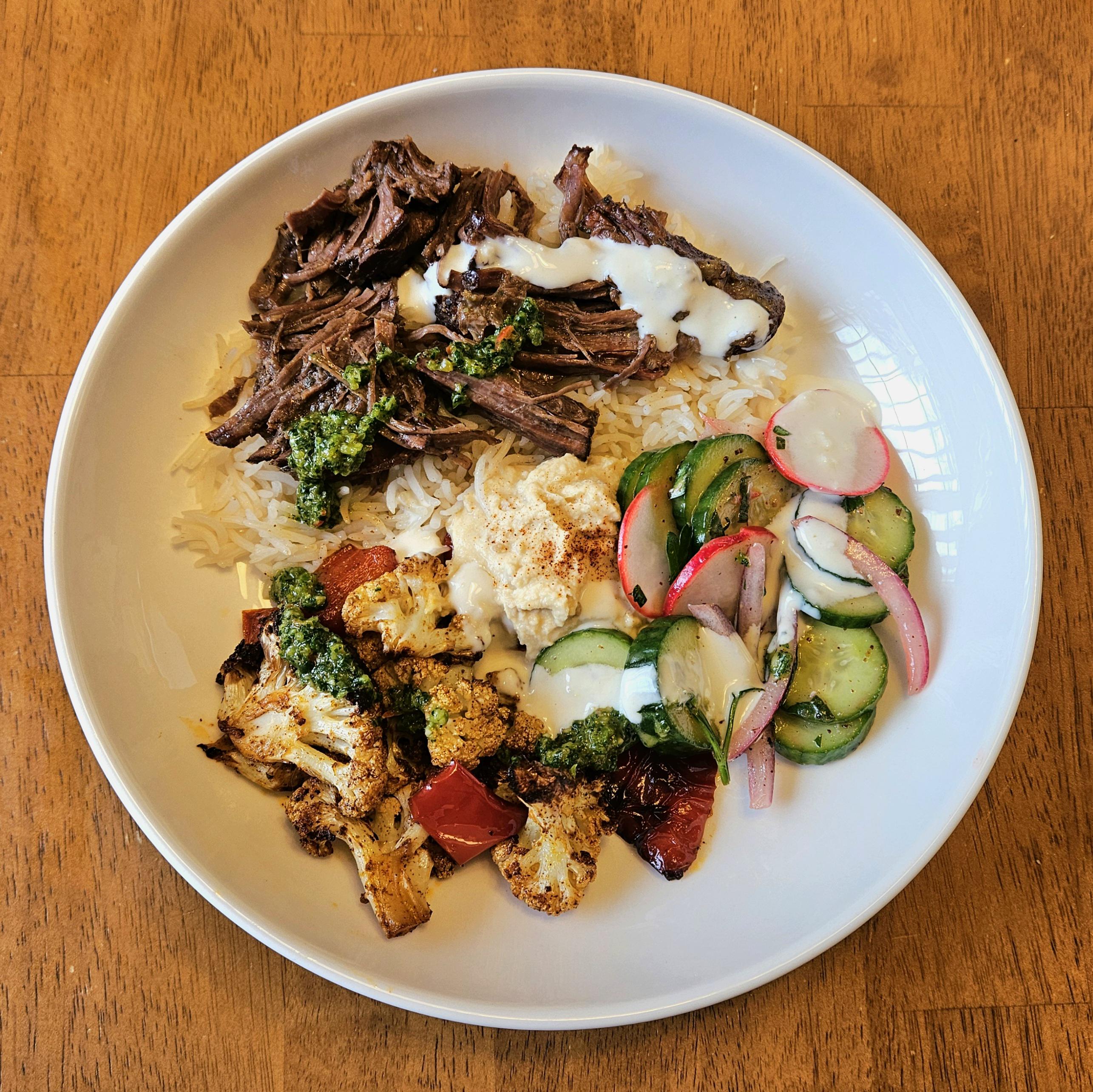 [homemade] chuck roast shawarma Mediterranean rice bowl | Scrolller