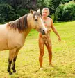 Horsing around with mud body painting