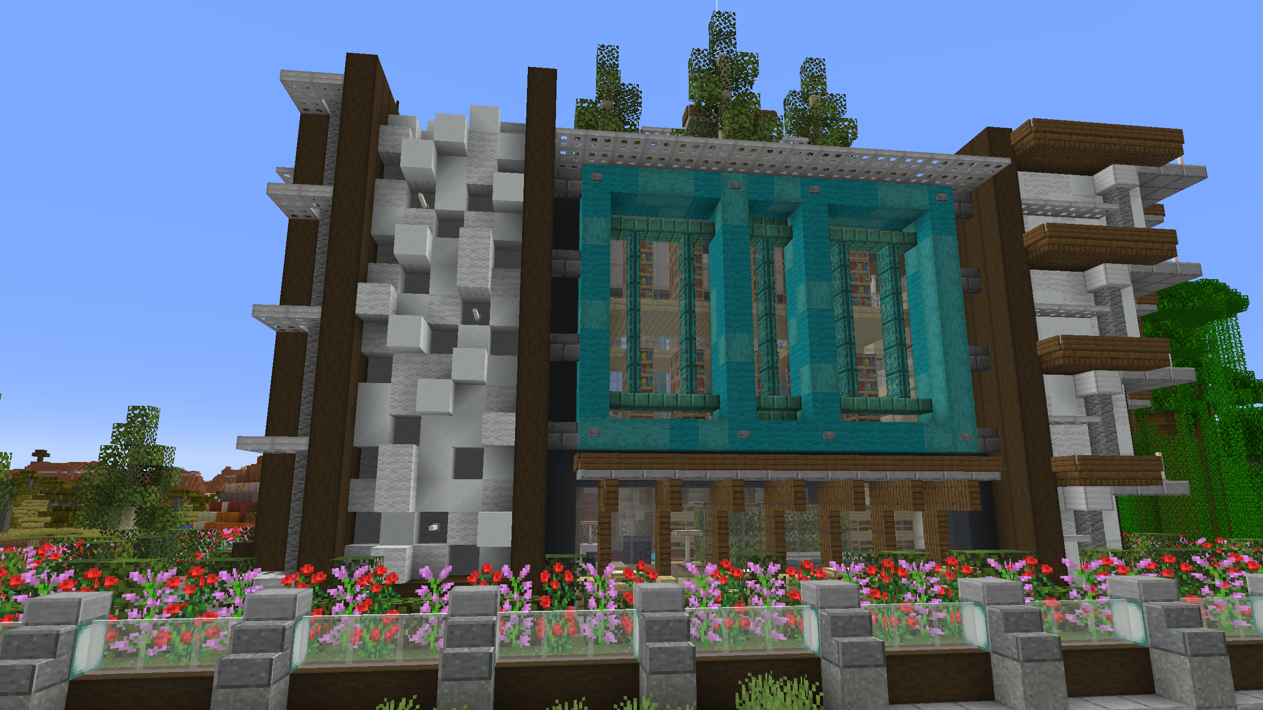My survival world's modern library build | Scrolller