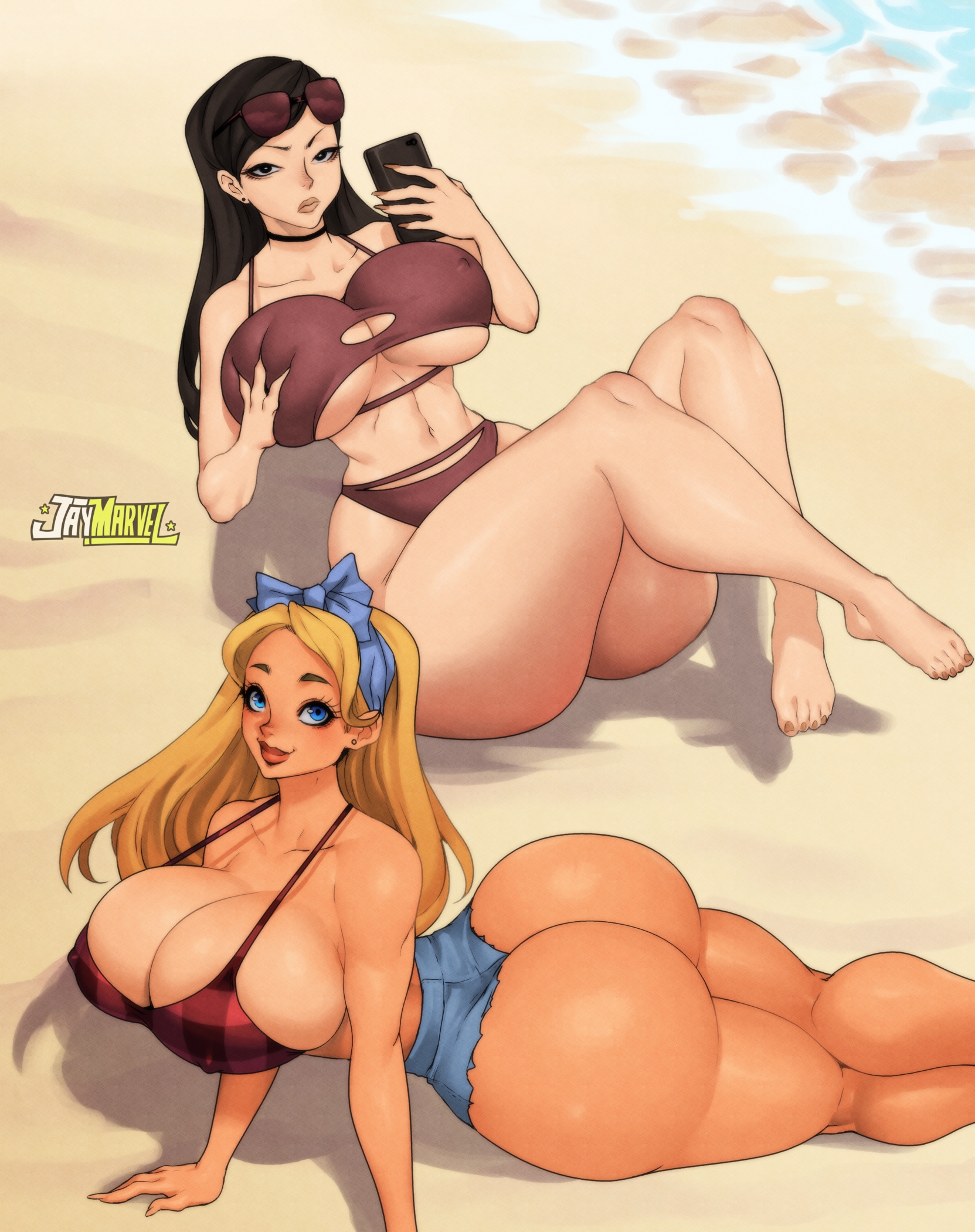 Hypnosis and pet play digital art featuring busty, thick anime girls of various ethnicities in a harem