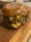 Wagyu burgers: 2 half-lb patties and pork belly/cheese katsu from local wagyu shop