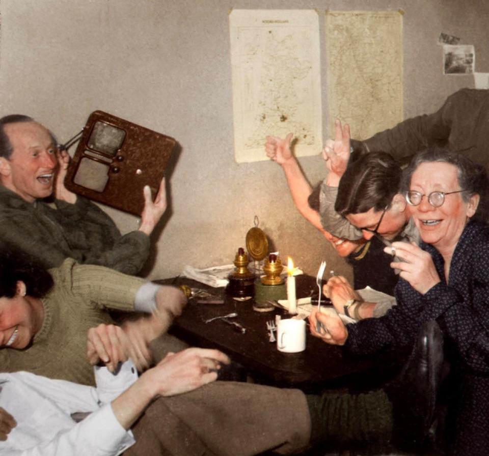 Members of the dutch resistance after hearing of Adolf Hitler’s death.