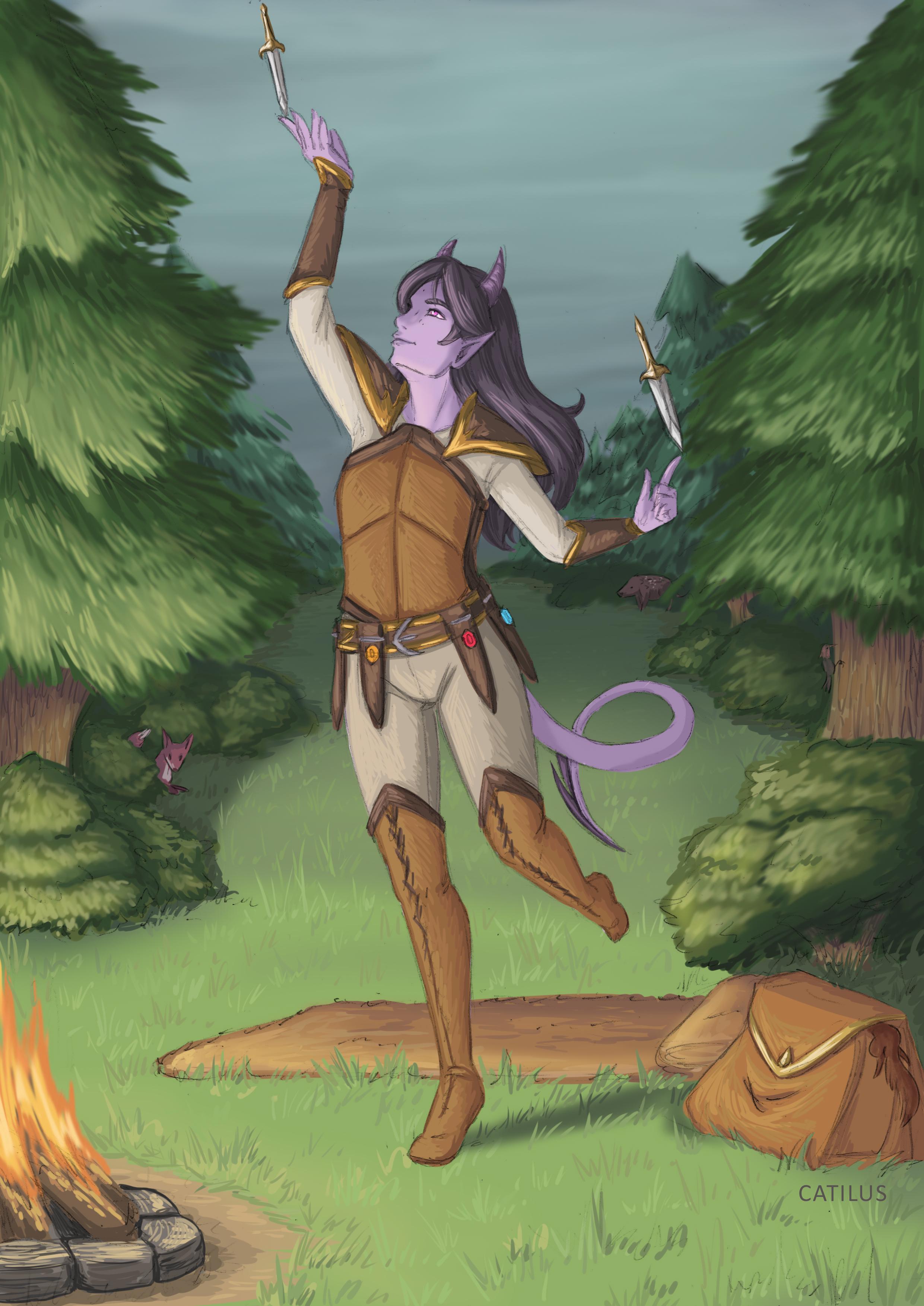 [OC] [ART] Promise, Tiefling Ranger (plus four hidden animals!) | Scrolller