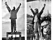 On the right you can see the picture of Stjepan Filipović, a Yugoslav partisan rising his fists and proclaiming "Death to fascism, freedom to the people" before being hanged by the Nazis.