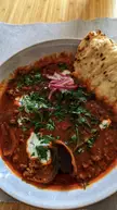 Baked Spicy Minced Lamb Stew With Naan And Yoghurt