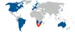 Map of countries that had diplomatic relations with Apartheid South Africa