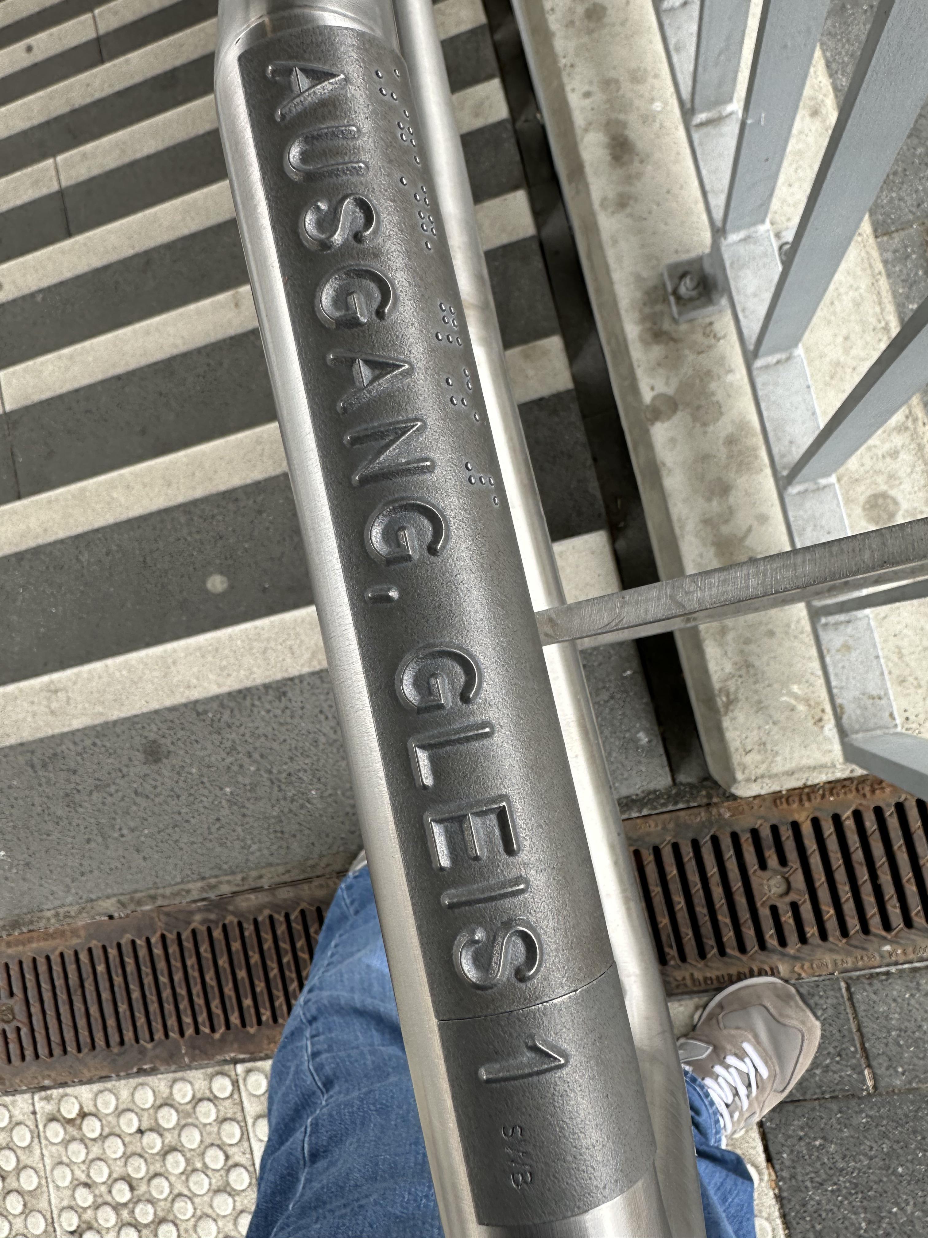 Braille on Handrails at my train station. | Scrolller