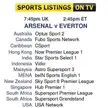 Guide to watching The Arsenal vs Everton on TV