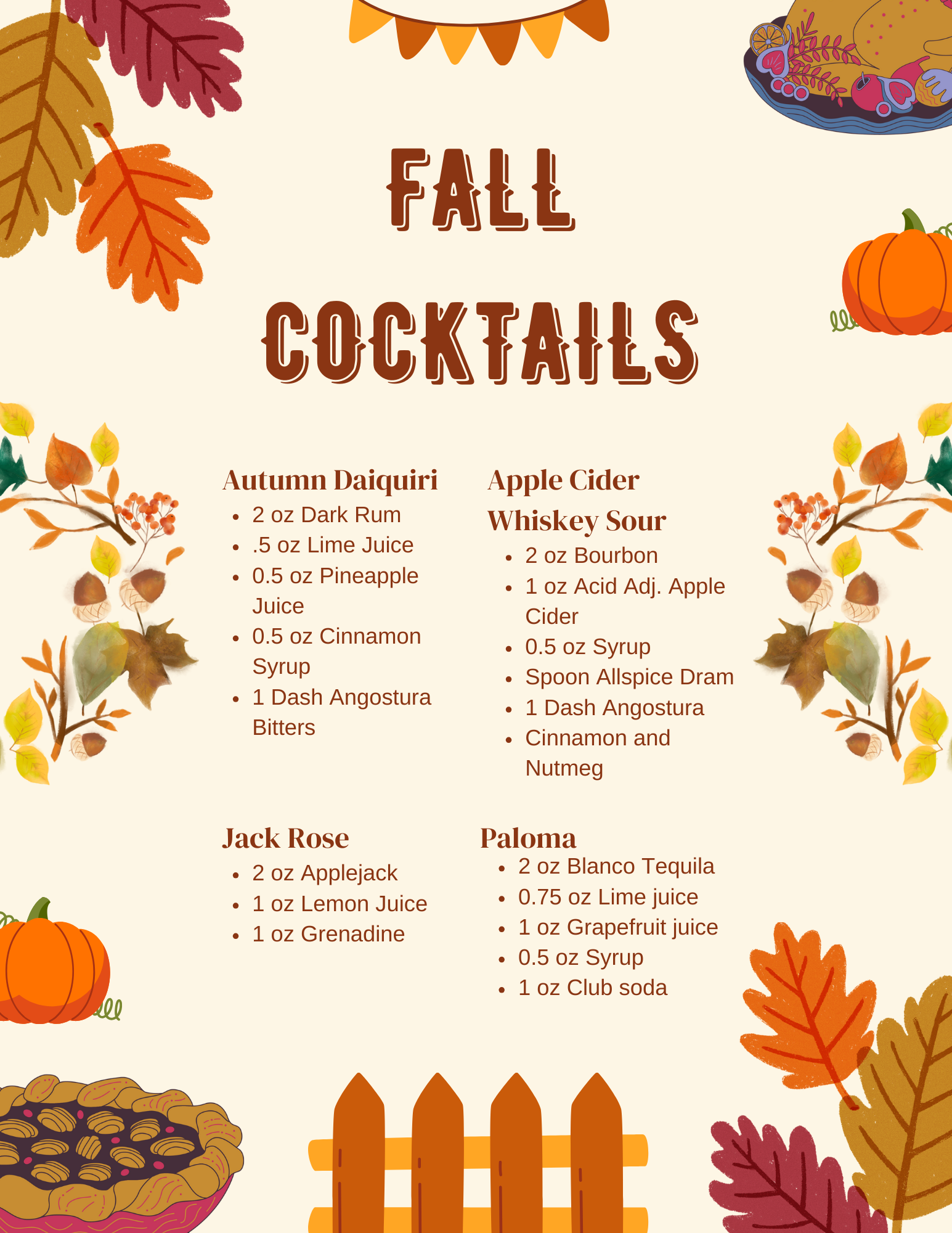 Hosting a fall-themed cocktail party at mines later this month. How am I doing?