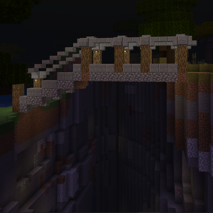 Here's a bridge I made over a ravine in my survival world. | Scrolller