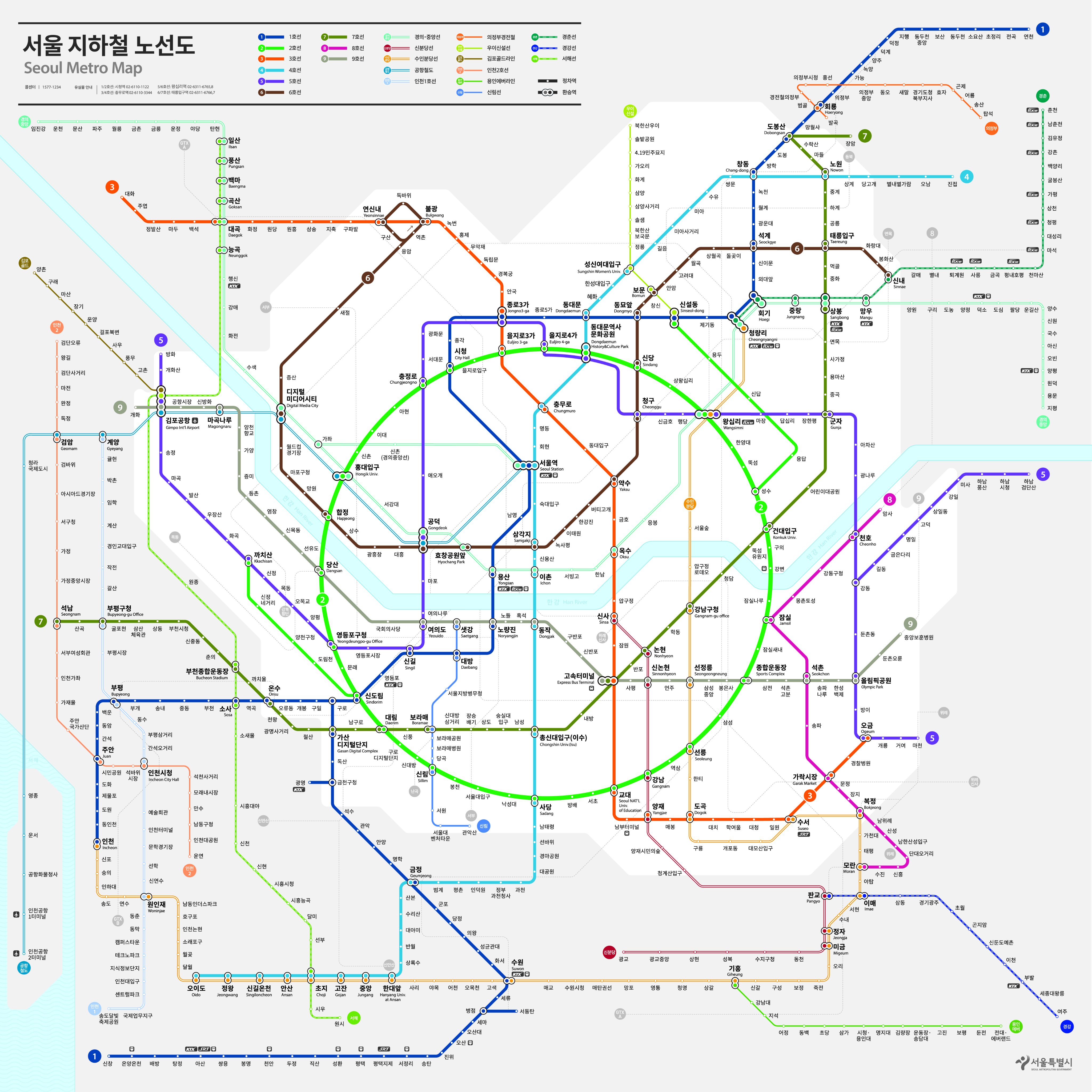 New Seoul Metro map makes line 2 a circle