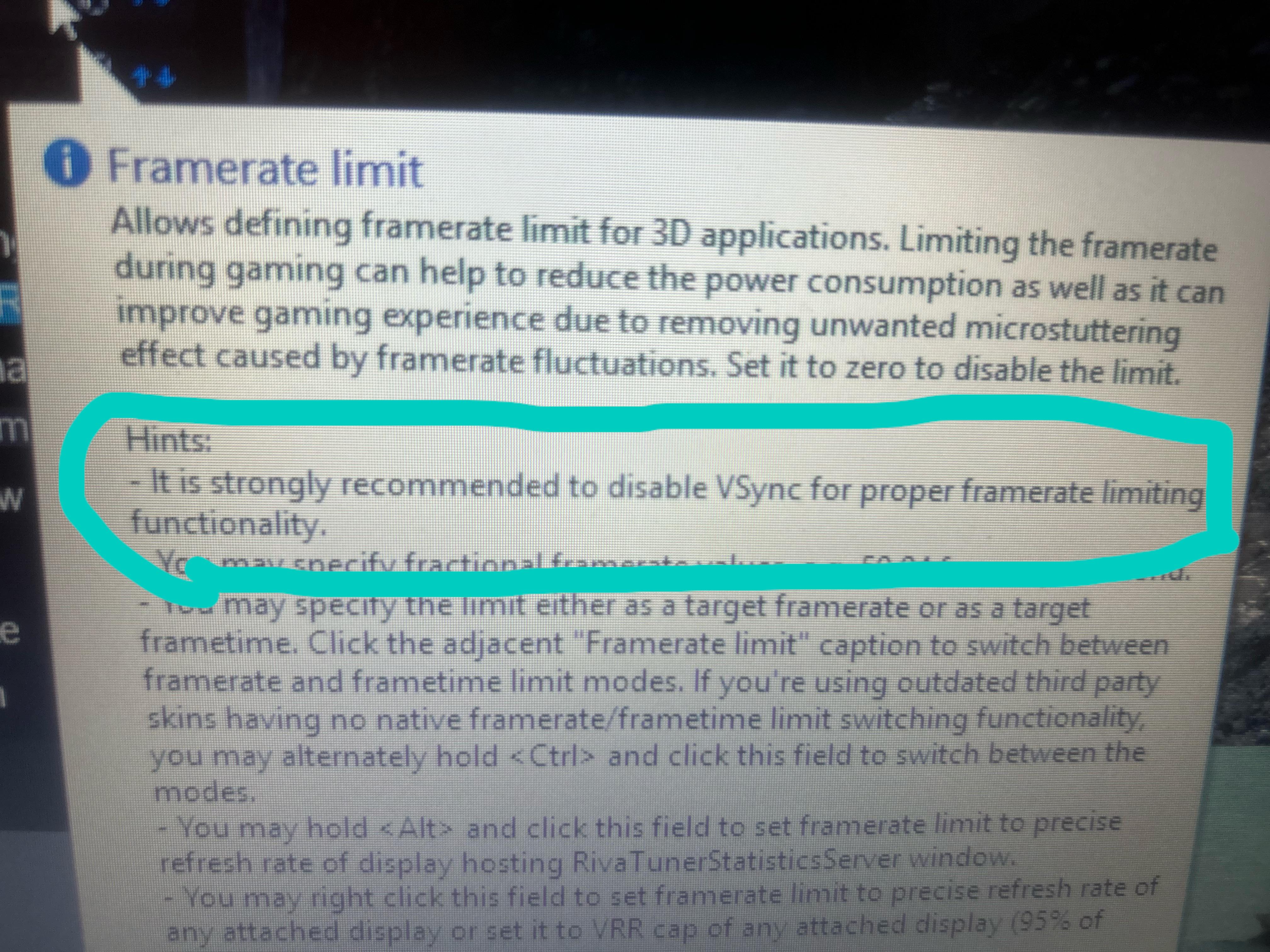 Hello, I have poblems trying to understand the rtss hint about frame rate limit