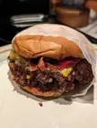 Double smash w. Cheese add Bacon, Hugh-Baby's BBQ &amp; Burger Shop