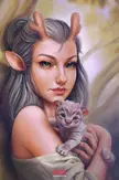 girl with kitten by artist George REDreev