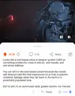Cursed AI video of a futuristic turret firing red lasers with a leg sticking out, paired with a Reddit comment.