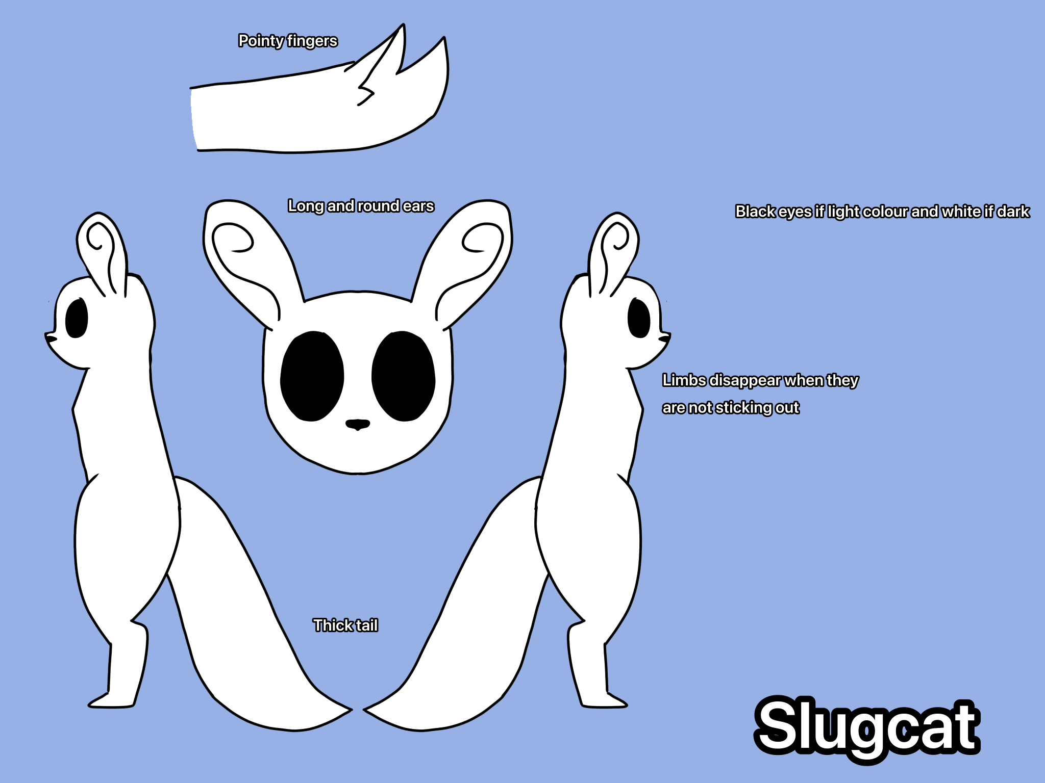 Slugcat reference sheet if you want to play as a silly little scug ...