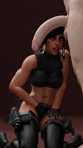 Muscular black woman in black tactical gear receiving anal penetration from a huge cock