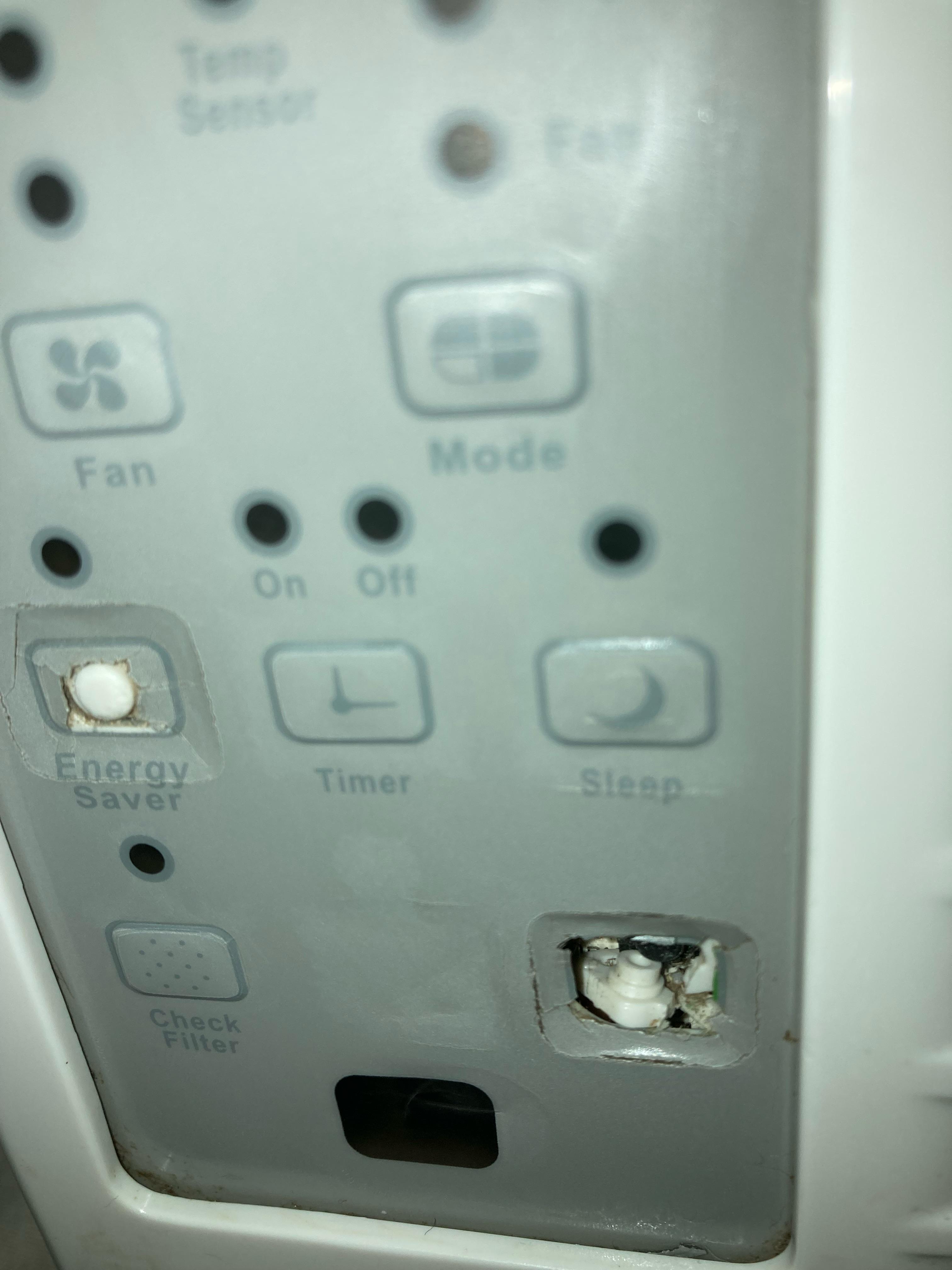 The button on my AC that’s in my room is broken &amp; I have no clue when or how it happened. 