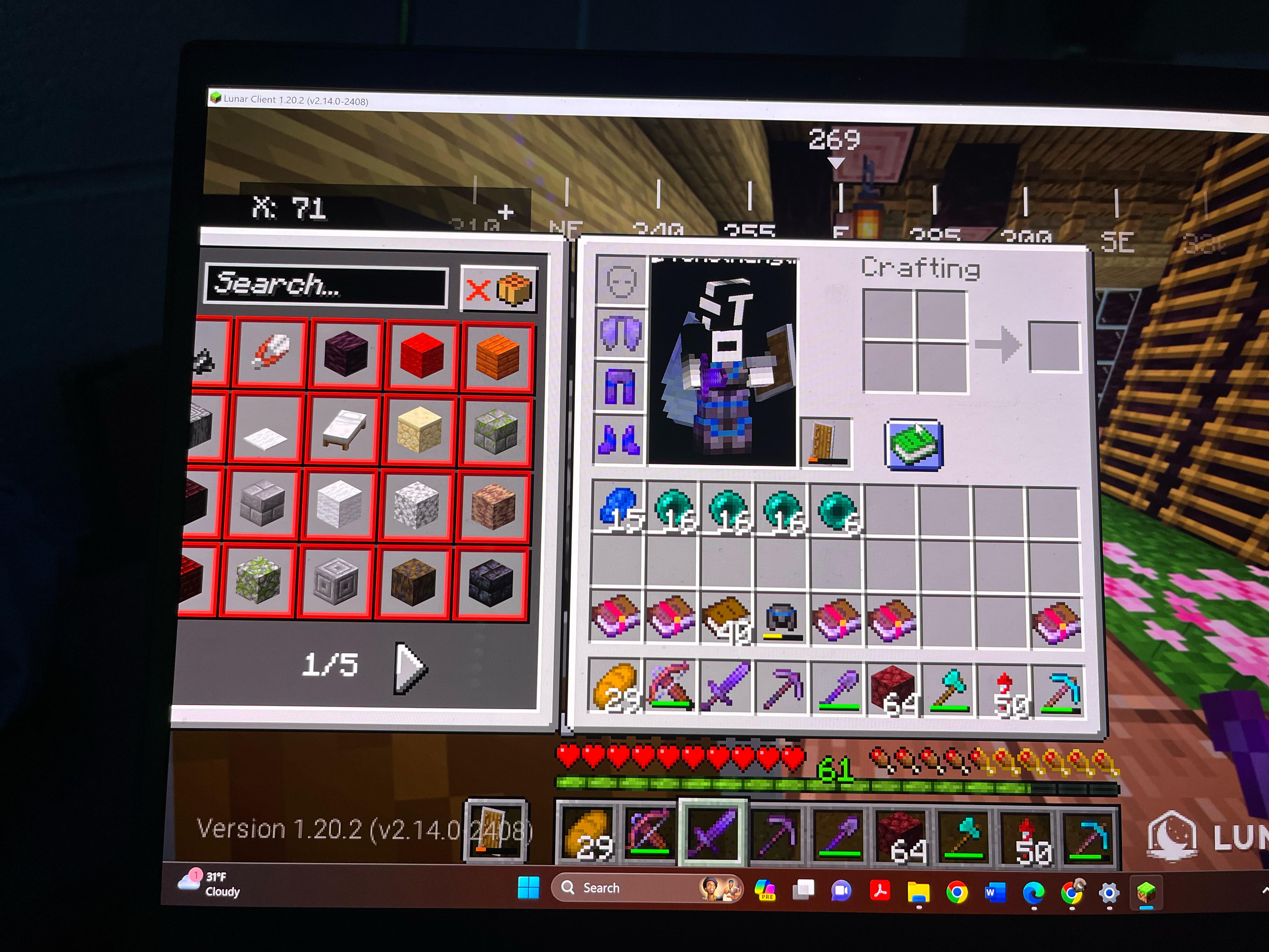 Crafting menu is going partially off my screen, how do I fix this ...