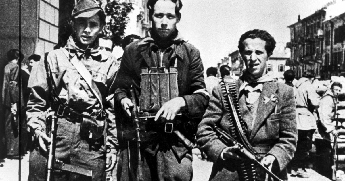 Italian partisans on April 25, 1945 when Italy was liberated from ...