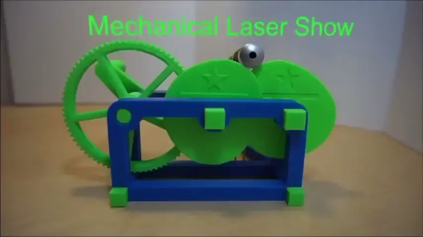 3D printed mechanical laser show machine using a laser pointer (creator: Evan Stanford)