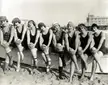 Beautiful women wearing bathing costumes in 1920s