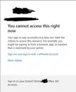 I can't sign in to my school account on my home computer for programs like microsoft word (which are provided to me) and i can't figure out why. Every time i try is just gives me this message
