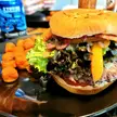 A rather thick, but delicious burger.