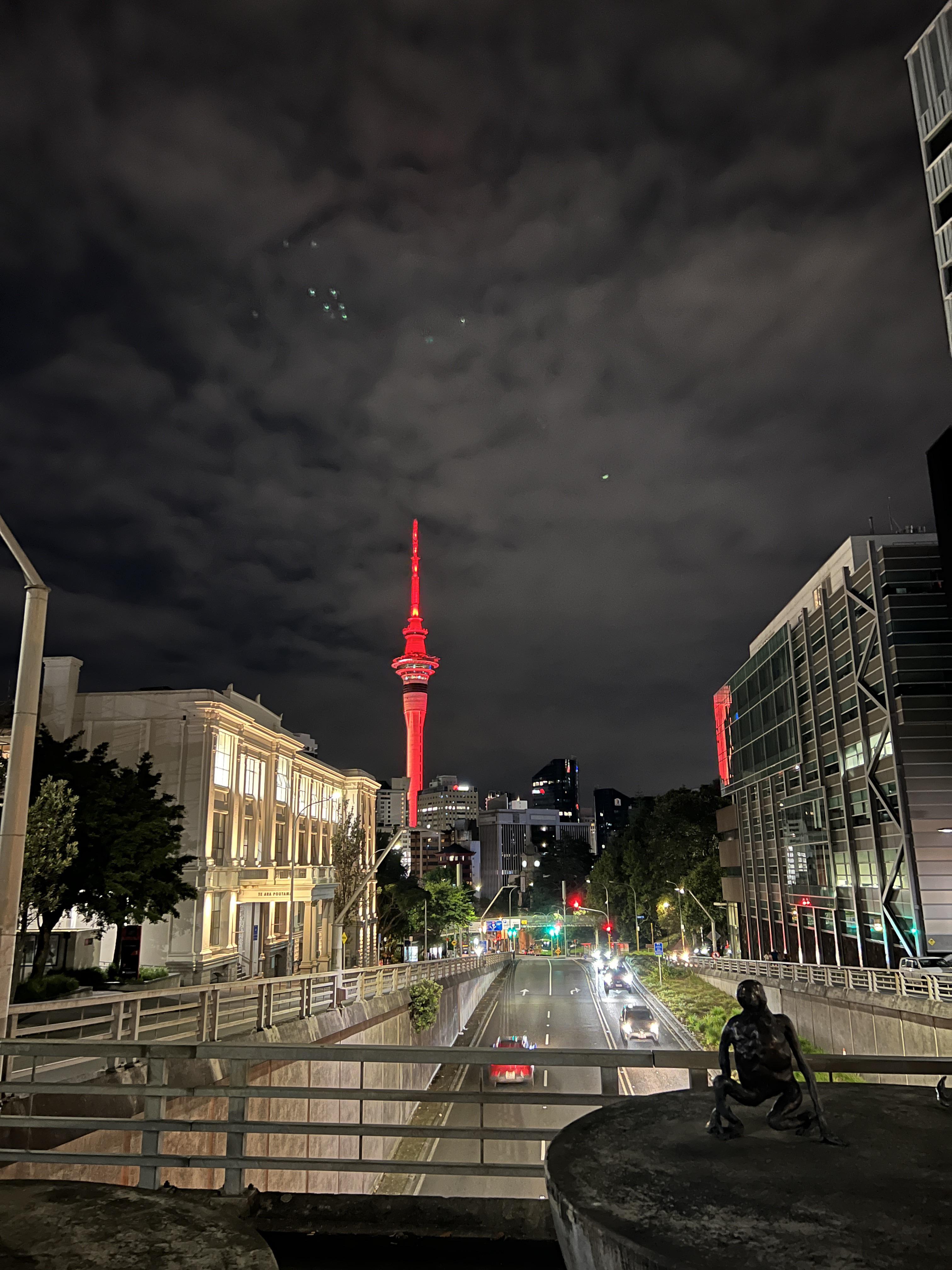 The red Sky Tower of Auckland