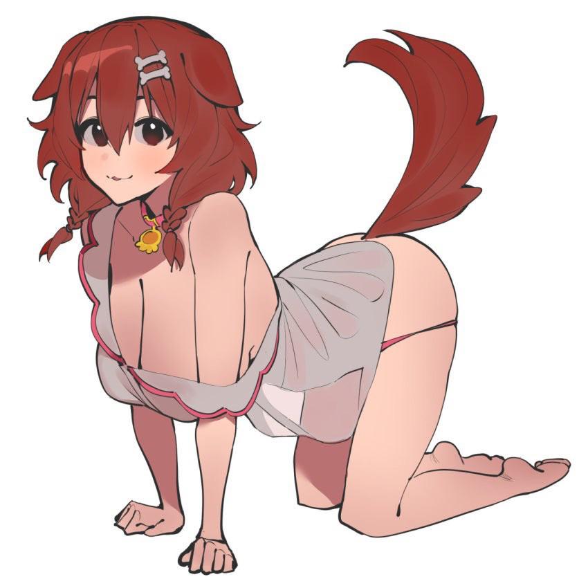 Anime and digital art of Asian and white women in BDSM, bondage, and pet play scenarios with collars and sheer clothing.