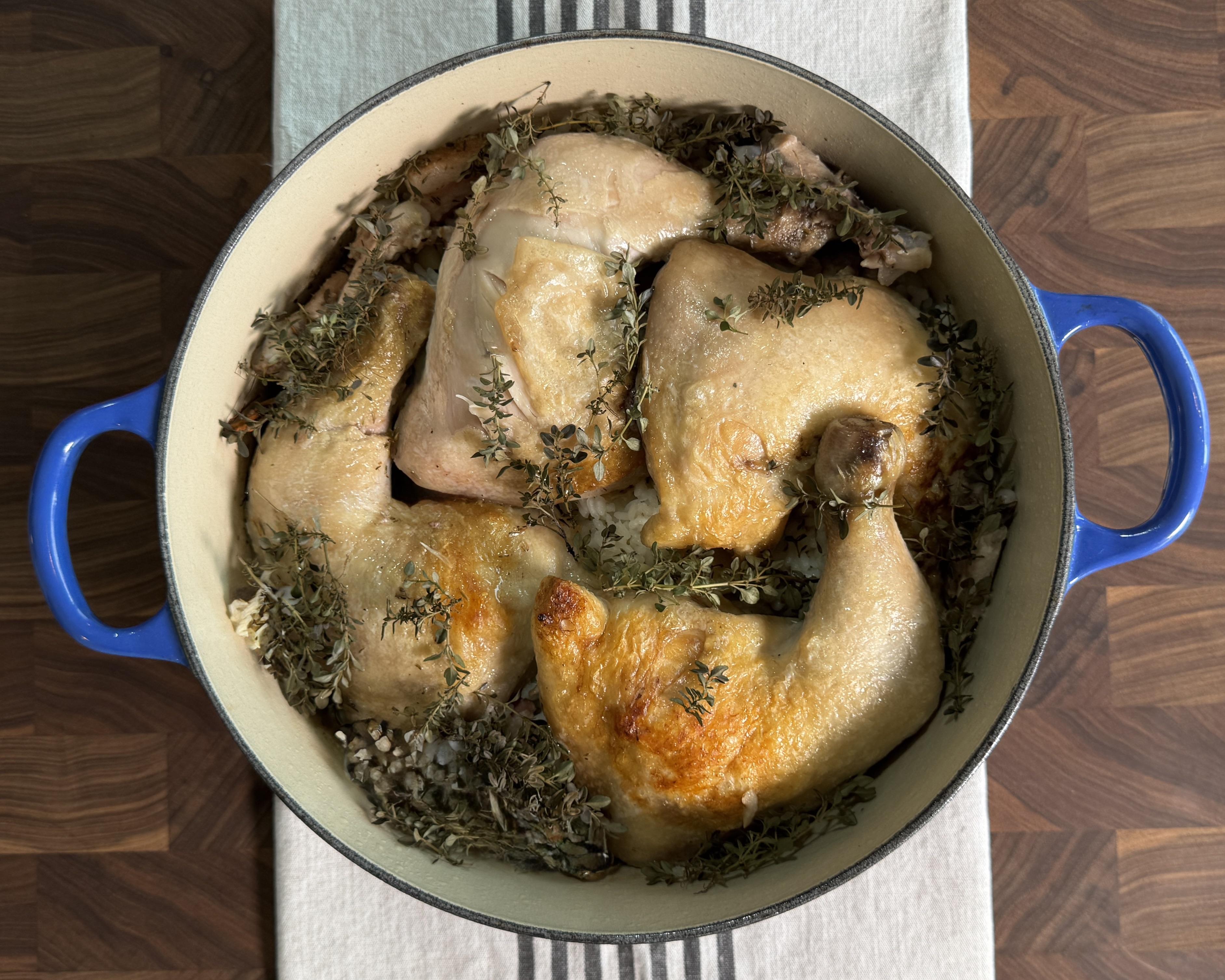 [Homemade] Provencal Chicken Rice with Garlic, Bacon and Thyme | Scrolller