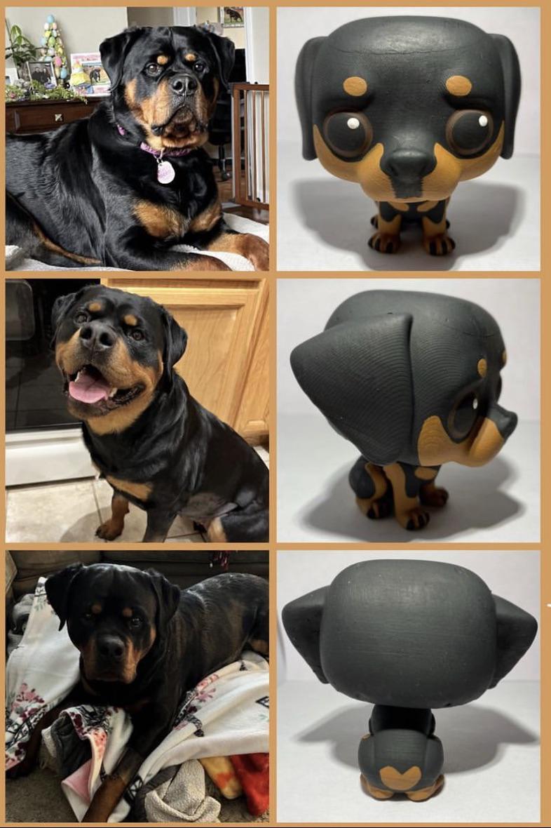 I made this Funko Pop inspired Rottweiler figurine. What do you all think? ❤️