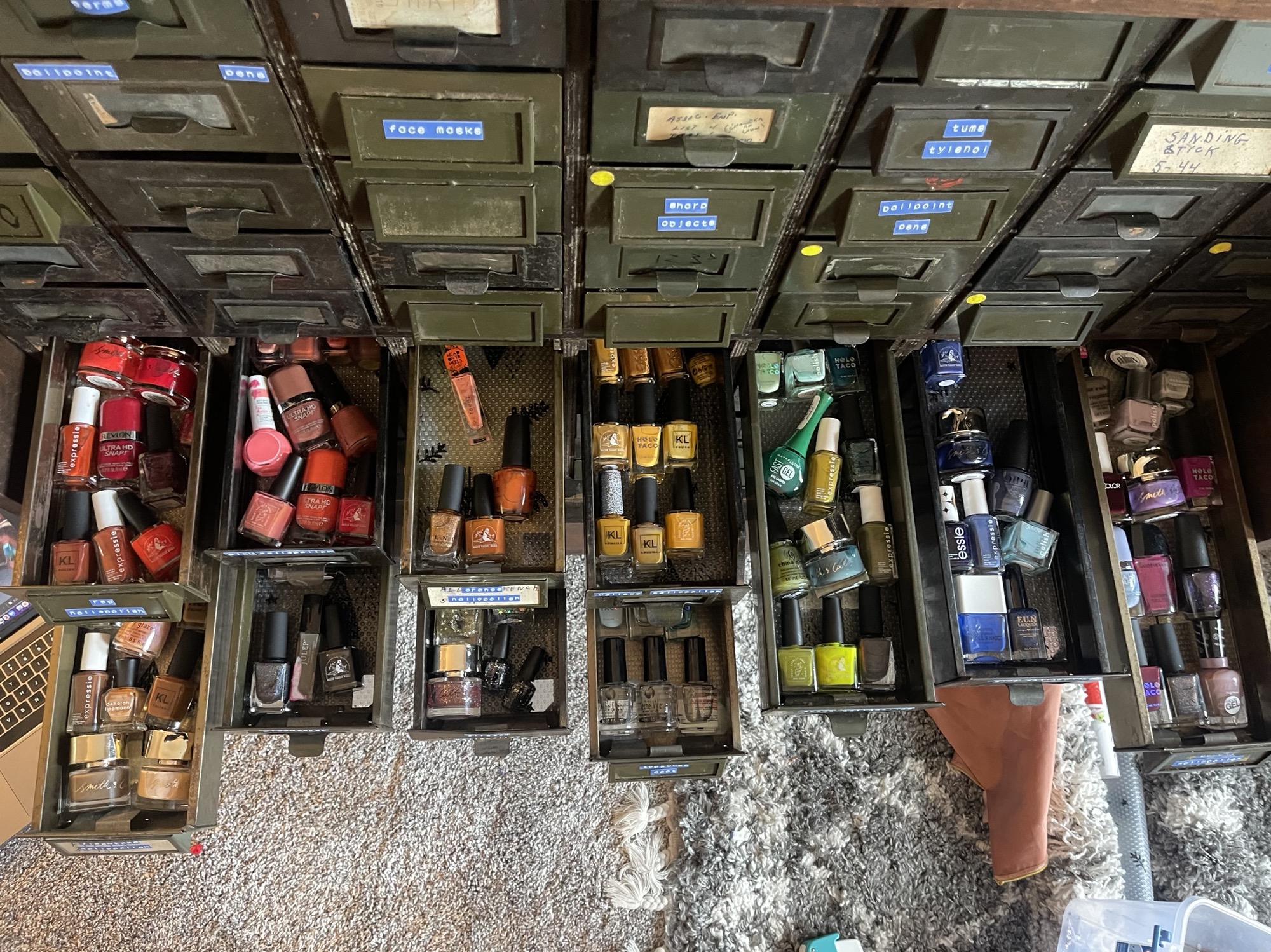 Got a card catalog back in May and finally put it to use and organized my nail polish.