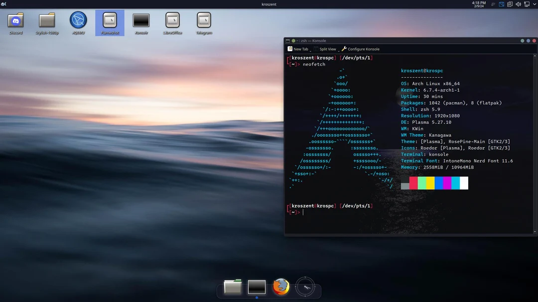 [KDE] first arch rice i think it ok | Scrolller