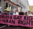 49-year-old Ian McKellen marches against Section 28, a 1988 British law forbidding the "promotion of homosexuality". A year later, he would become a founding member of Stonewall.