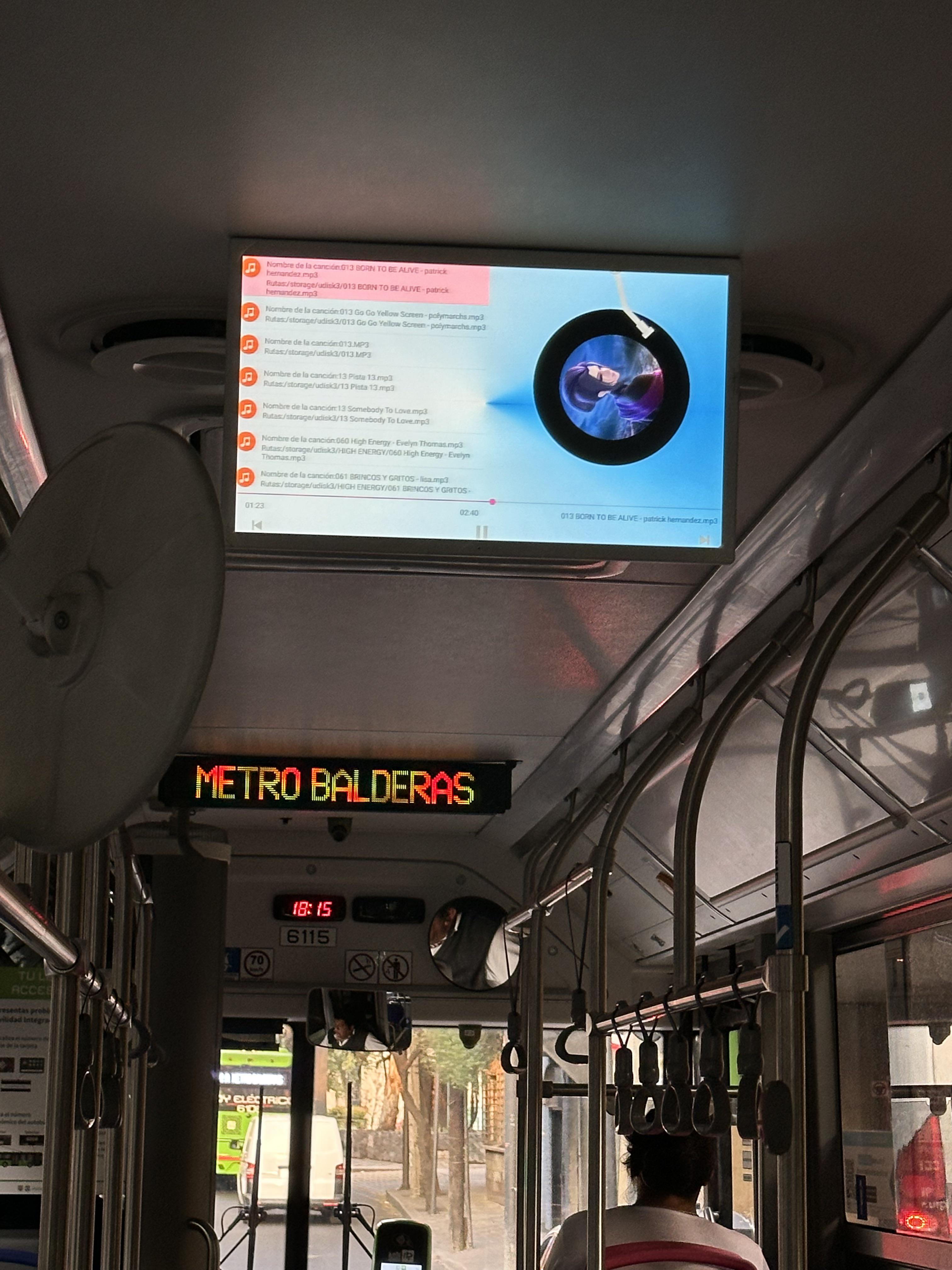 Bus screen displays driver’s playlist | Scrolller